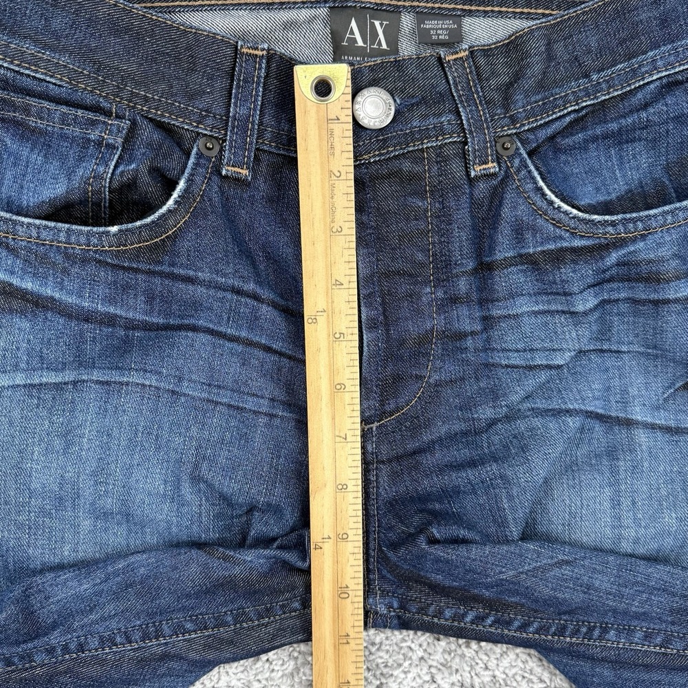 Armani Exchange Jeans Mens 32 Reg Button Fly Straight Fit Distressed Made In USA - Picture 5 of 14